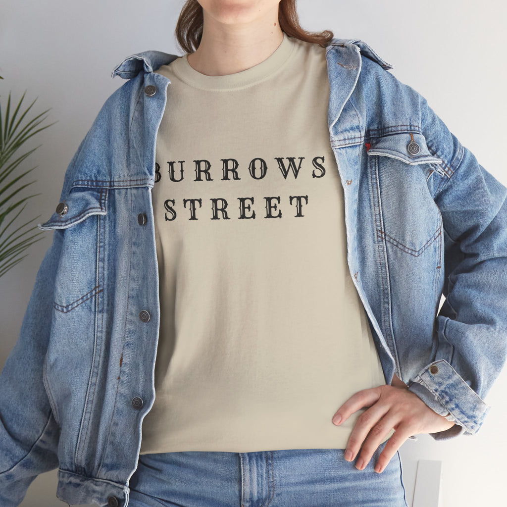 Burrows Street T‑Shirt — Minimalist Vintage Lettering Tee