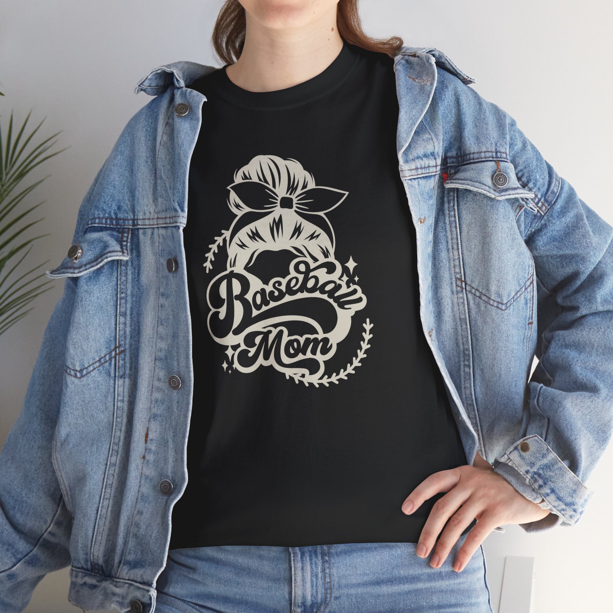 Baseball Mom Tee — Messy Bun Graphic Shirt for Proud Baseball Moms