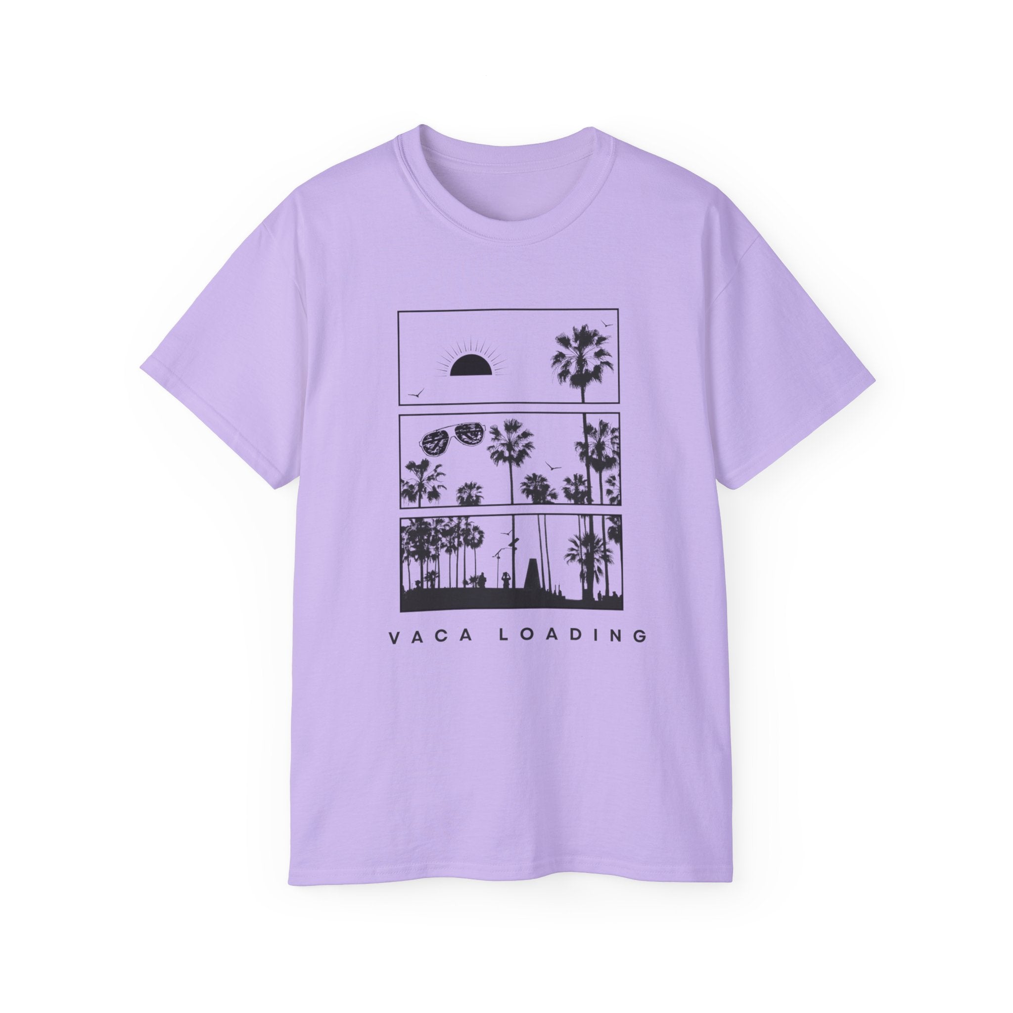 Vacation Loading T‑Shirt — Retro Palm & Sunset Graphic Tee