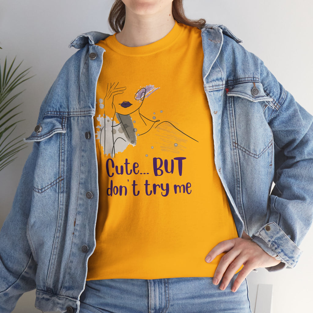 T‑Shirt — Cute… but don’t try me | Minimal Floral Graphic Tee