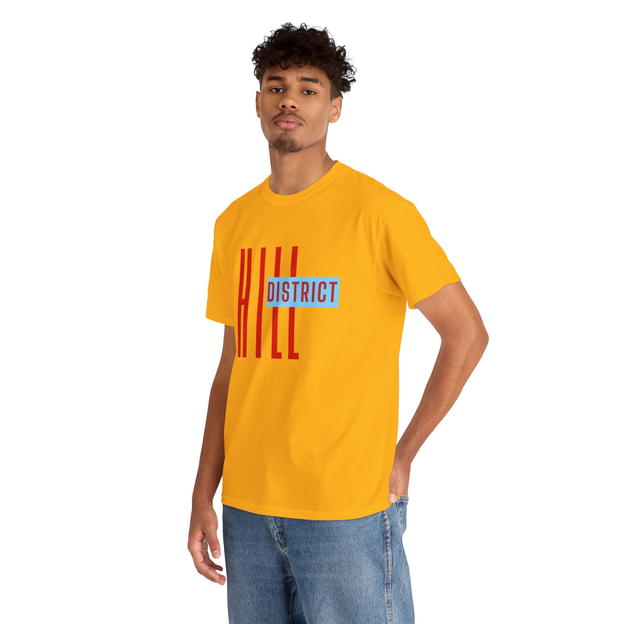 Hill District T-Shirt — Retro Red & Blue 'DISTRICT' Graphic Tee