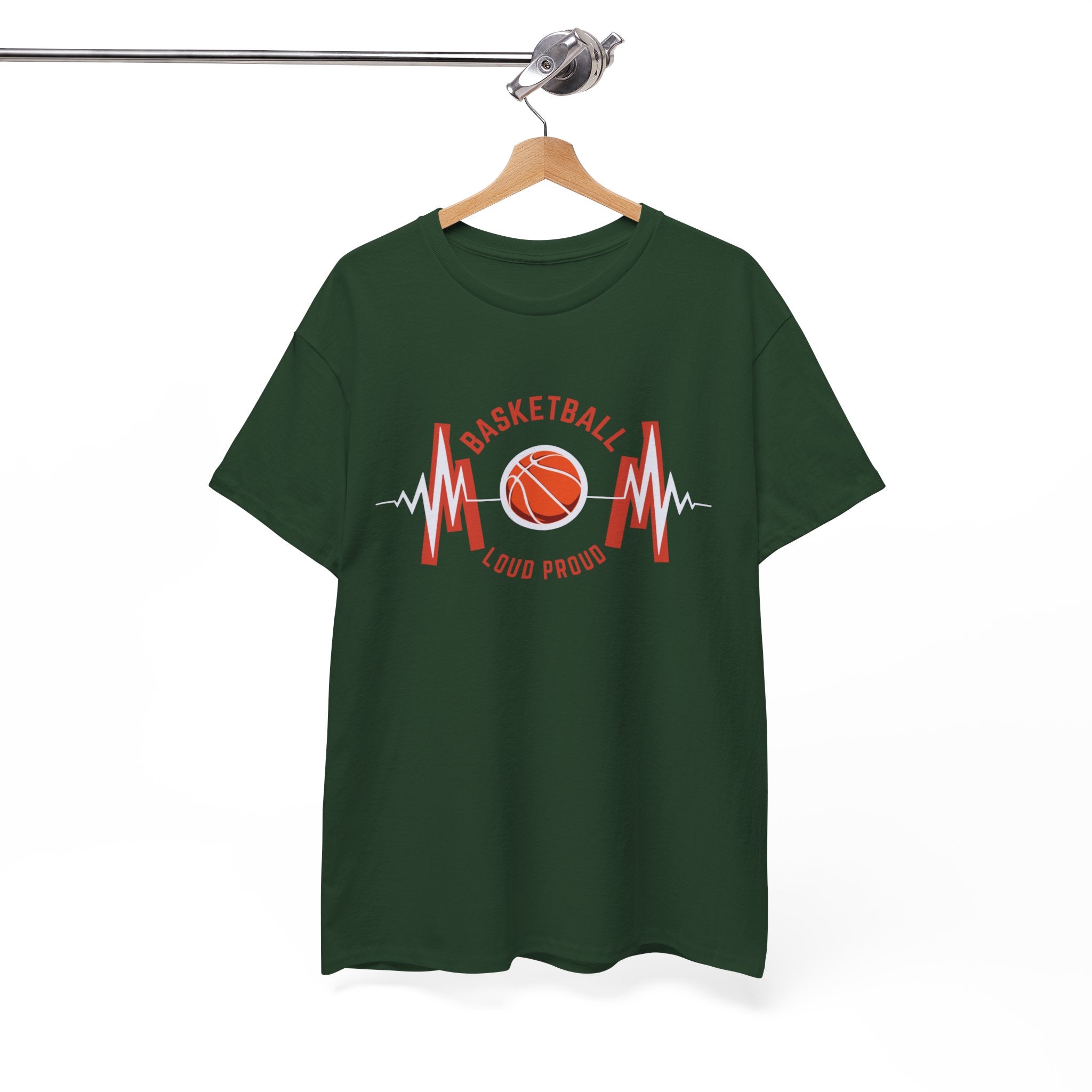 Basketball Mom Loud Proud Tee — Heartbeat Hoop Graphic T‑Shirt