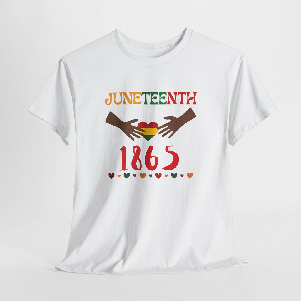 Juneteenth 1865 T-Shirt — Black History Celebration Tee with Heart & Hands Design
