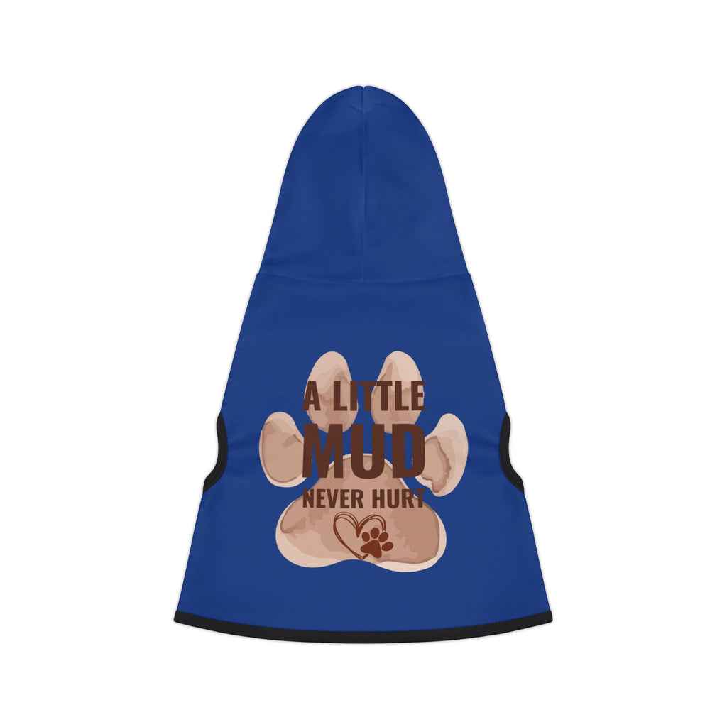Pet Hoodie — 'A Little Mud Never Hurt' Paw Print Dog Hoodie (Blue)