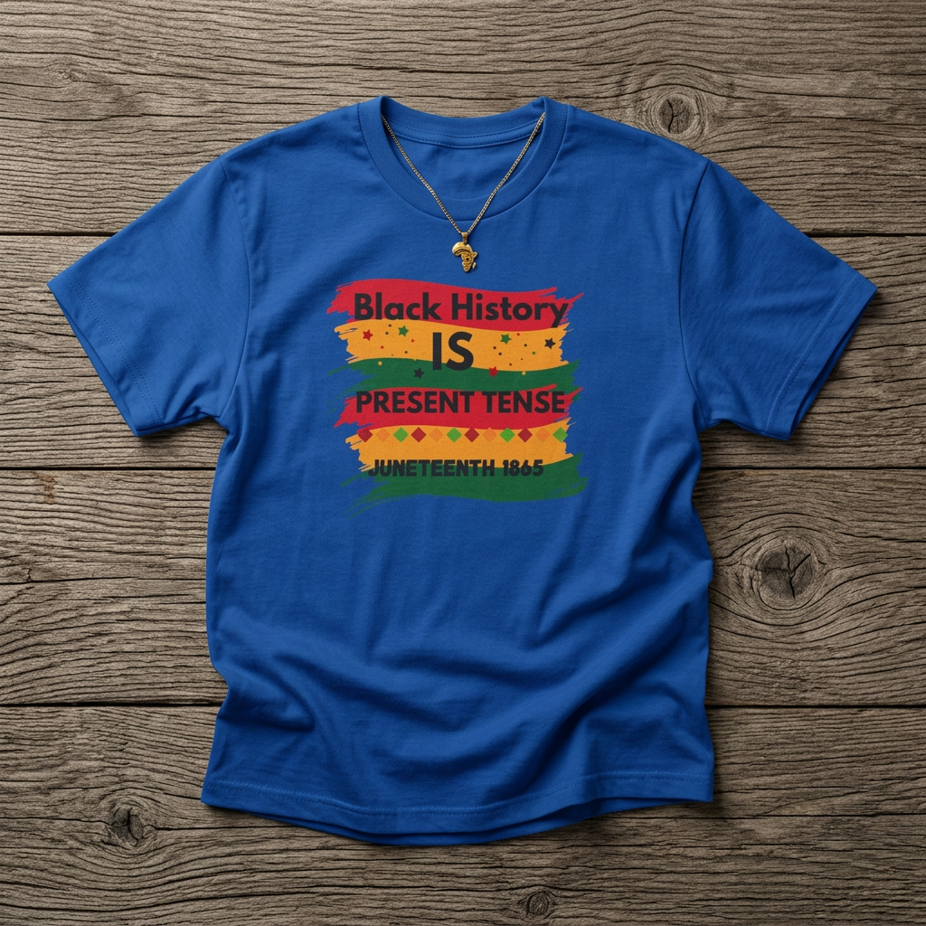 T-Shirt — "Black History Is Present Tense" Juneteenth Pride Tee