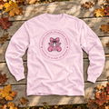 Breast Cancer Awareness Long Sleeve Tee — Pink Ribbon Double Bow Design