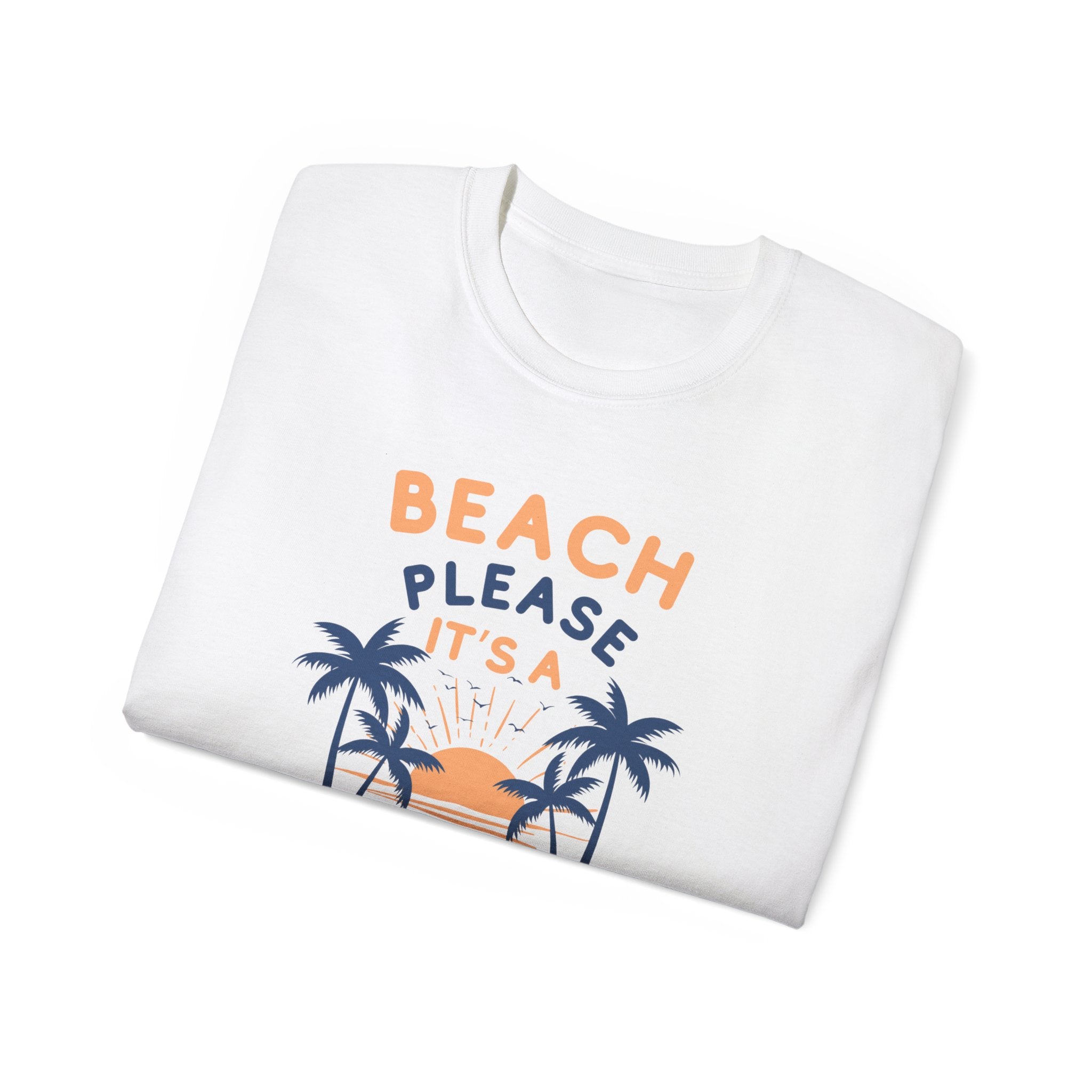 Beach Please It's a Girl's Trip Tee — Tropical Palm Sunset Vacation Shirt