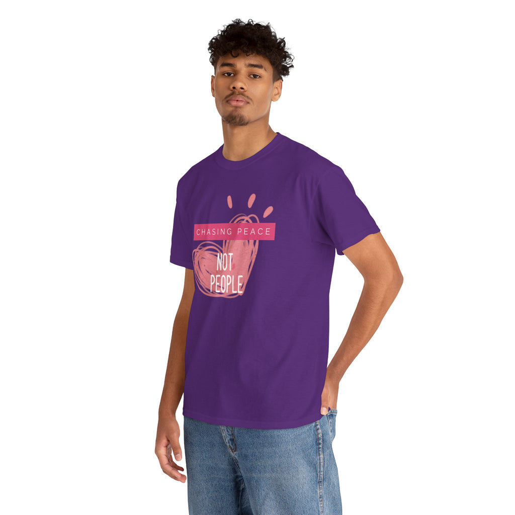 Chasing Peace Not People Tee — Pink Graphic Mental Health Awareness T‑Shirt