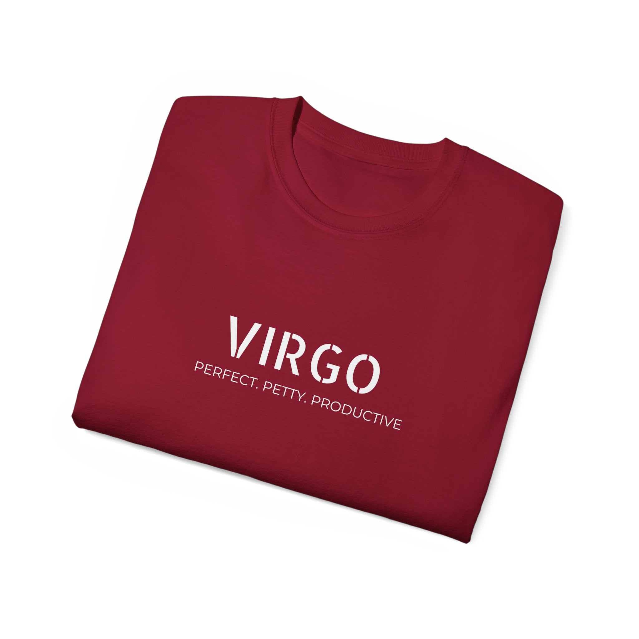 Virgo T-Shirt — "Perfect. Petty. Productive." Astrology Tee