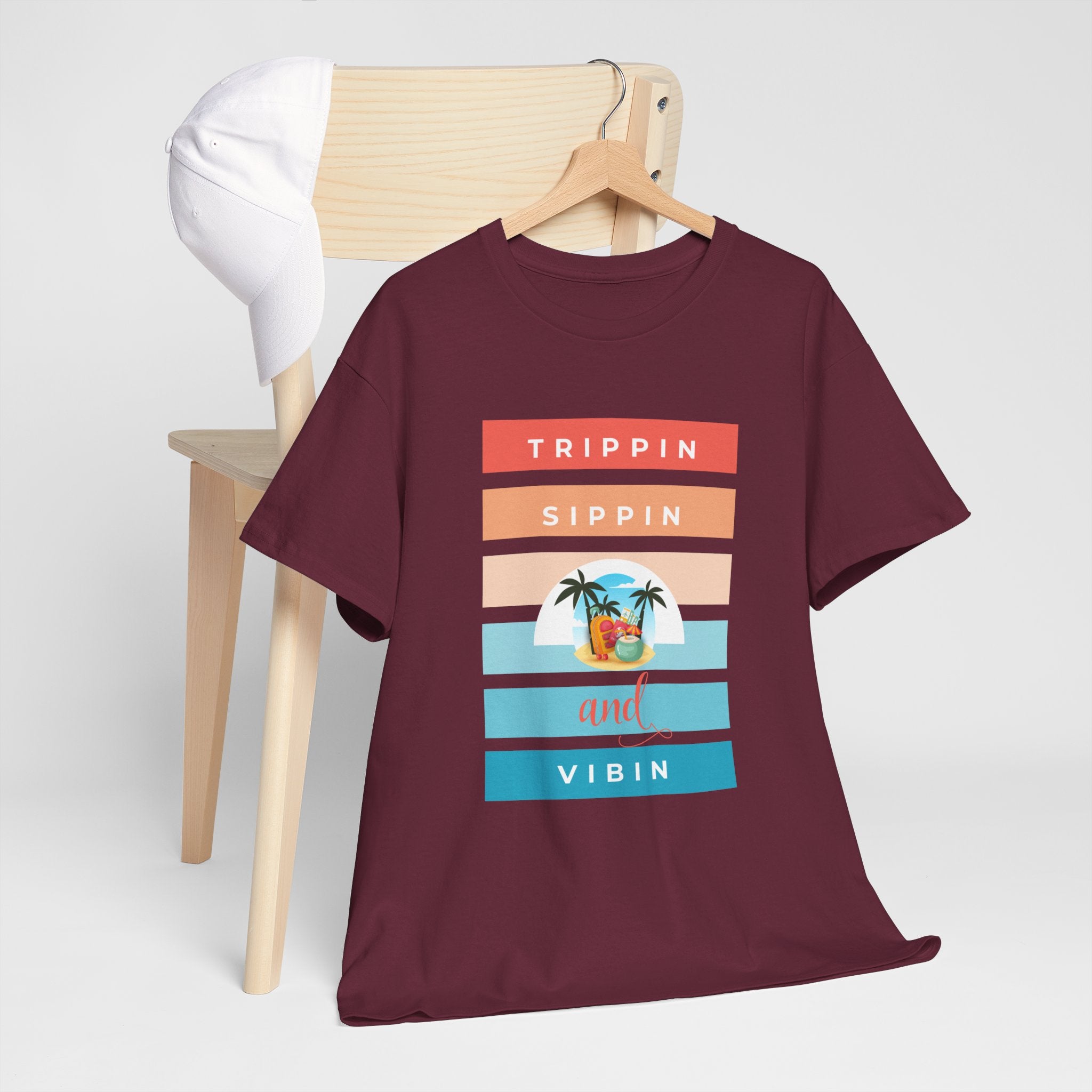 Trippin Sippin and Vibin Tropical Tee