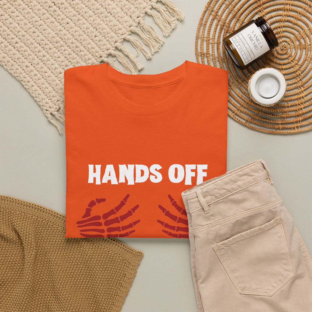 Hands Off My Boo-bies Halloween T-Shirt — Spooky Skeleton Hands Graphic Tee