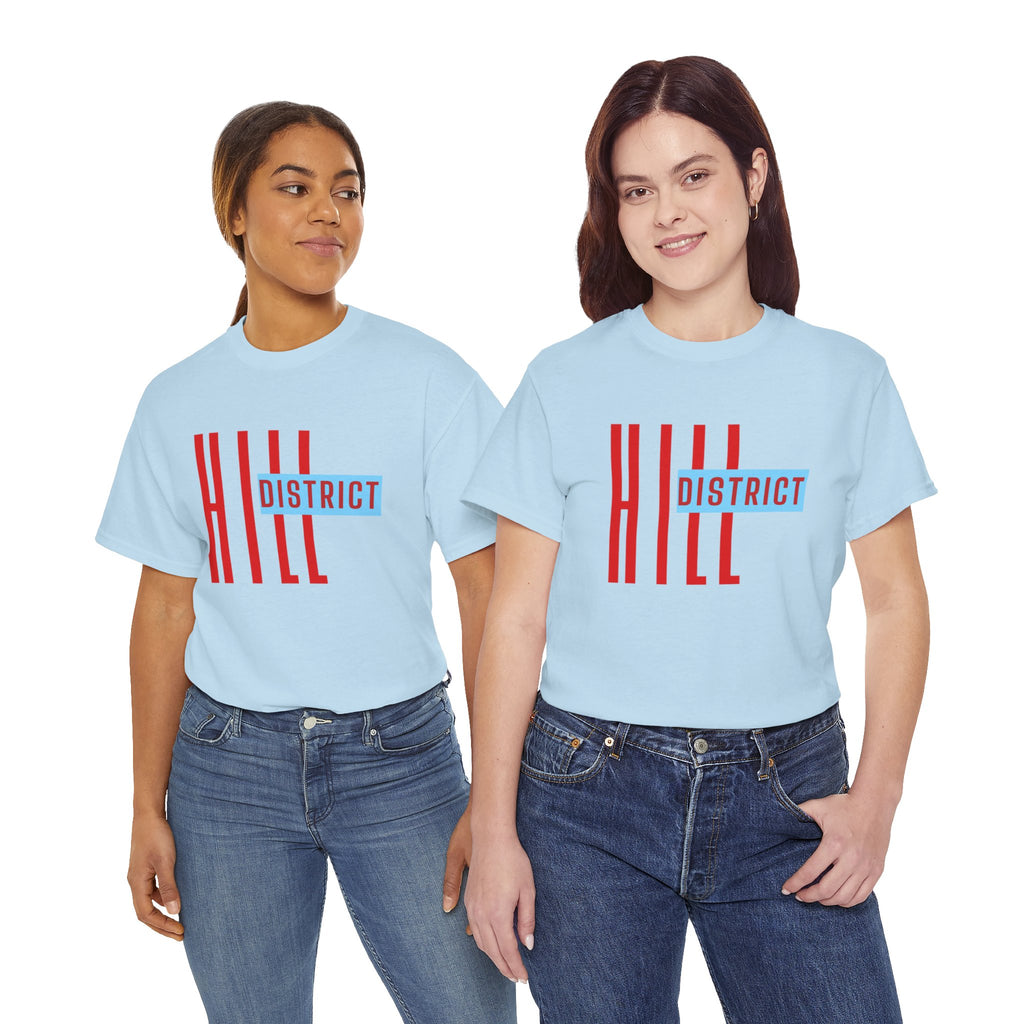 Hill District T-Shirt — Retro Red & Blue 'DISTRICT' Graphic Tee