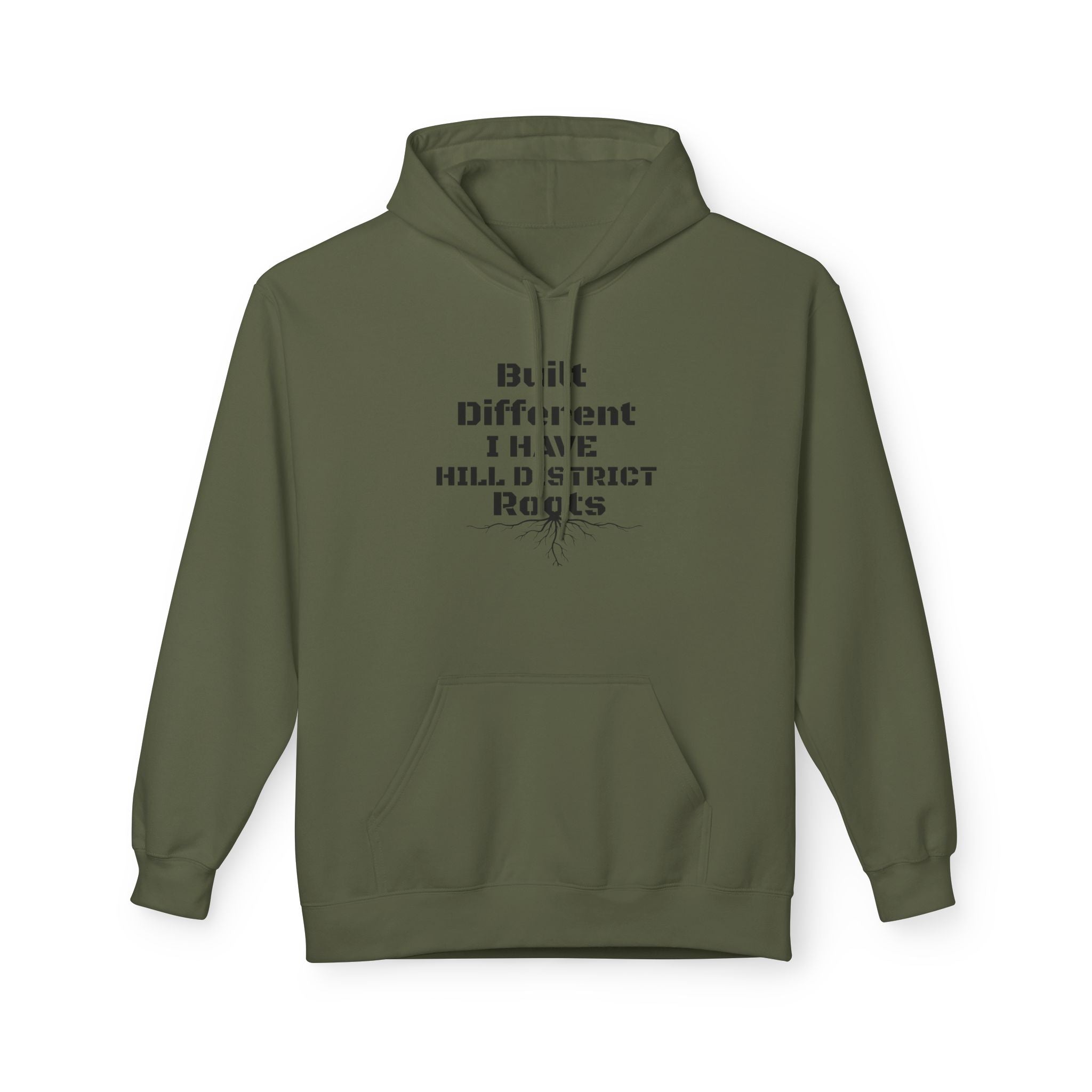 Hoodie — "Built Different, I Have Hill district Roots" Minimal Graphic Pullover