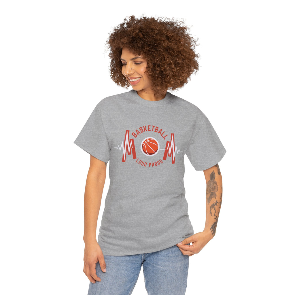 Basketball Mom Loud Proud Tee — Heartbeat Hoop Graphic T‑Shirt