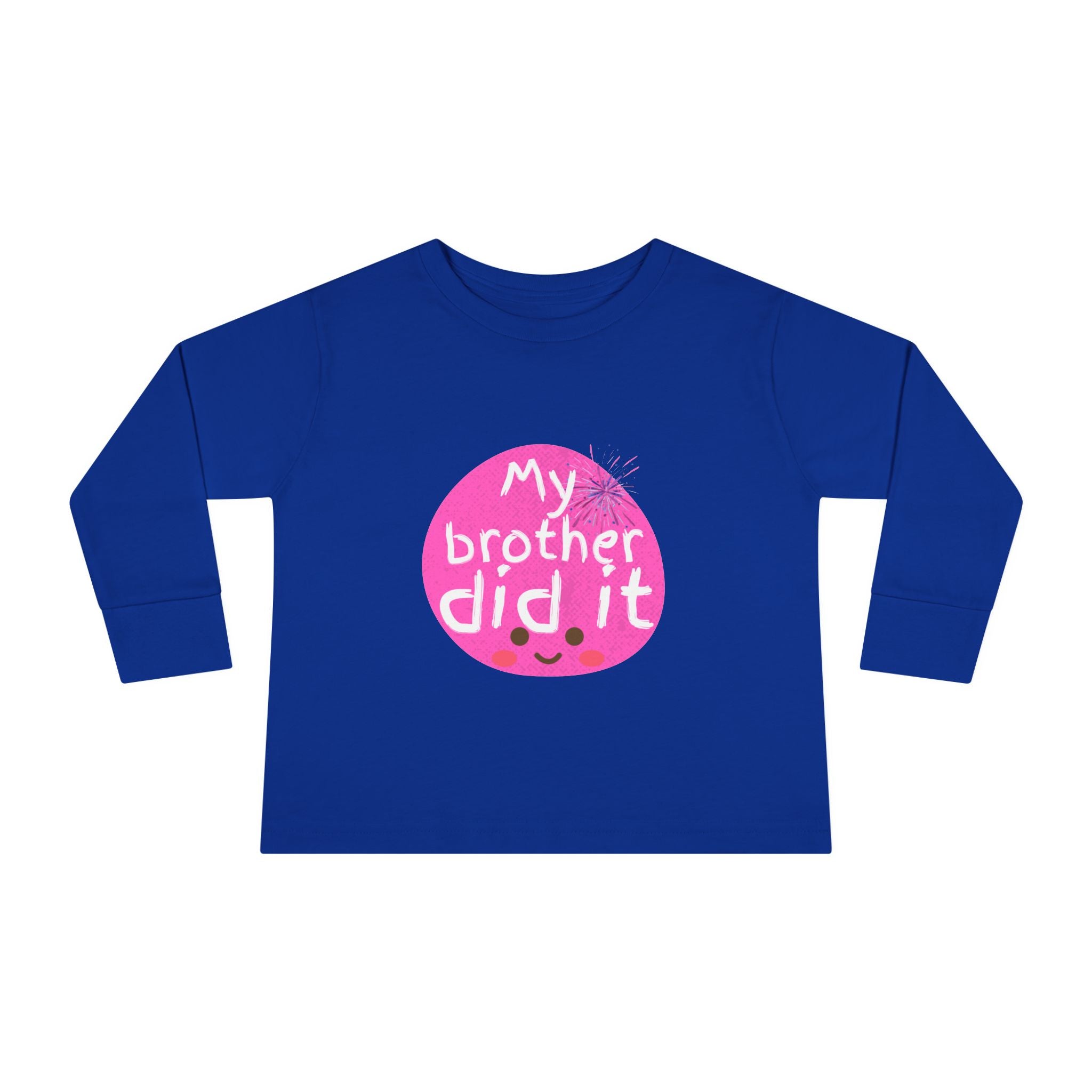 Toddler Long Sleeve Tee — "My Brother Did It" Cute Pink Kids Shirt