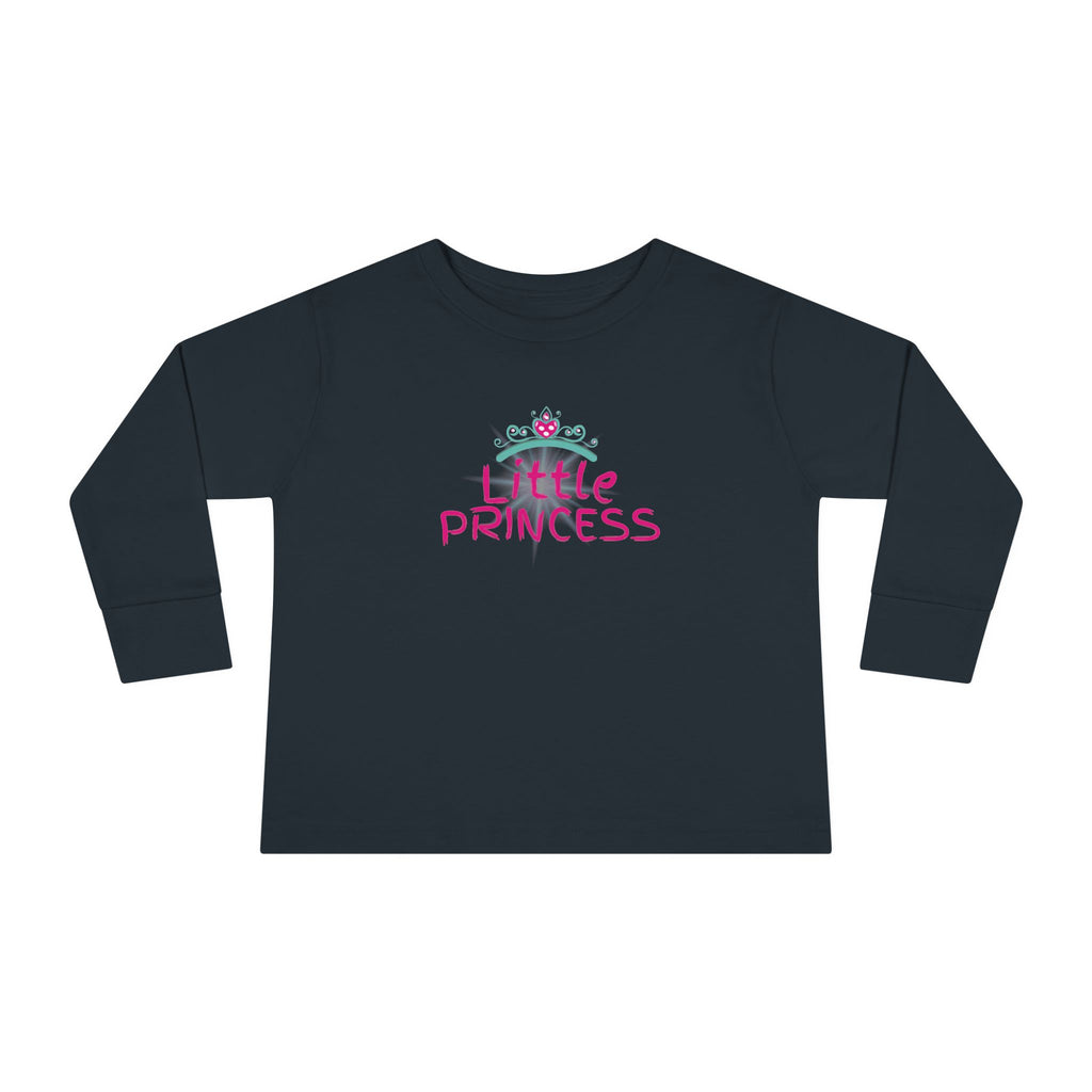 Little Princess Toddler Long Sleeve Tee – Pink Tiara & Heart Graphic