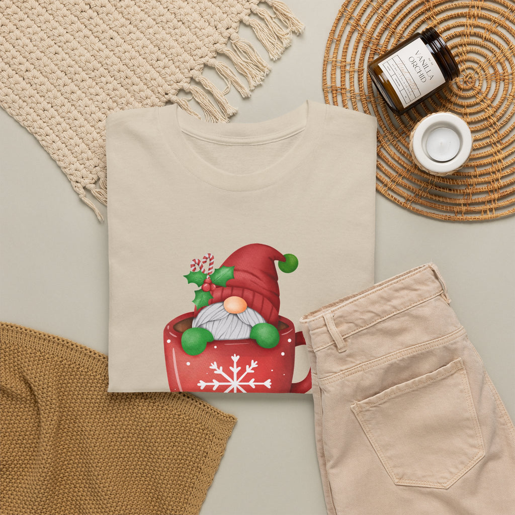Merry Christmas Gnome in Mug Graphic T-Shirt