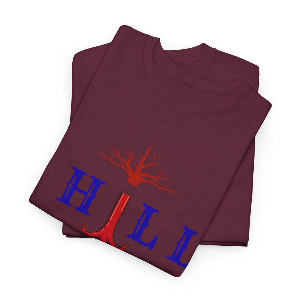T-Shirt — Hill Roots Logo Tee (red tree roots graphic)