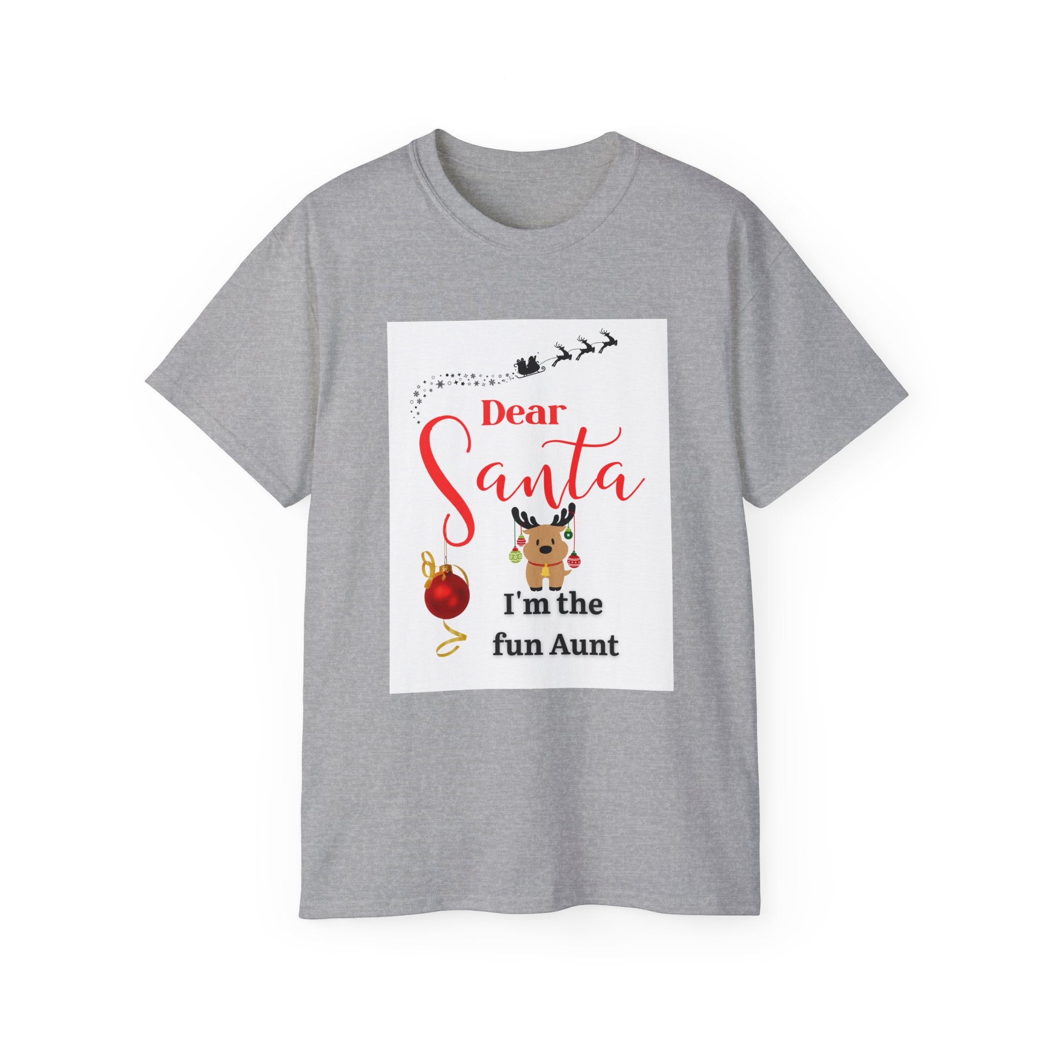 Dear Santa Festive Fun Aunt Tee, Christmas Shirt, Holiday Gift, Cute Santa Tee, Unisex Seasonal T-Shirt, Cute Aunt Apparel