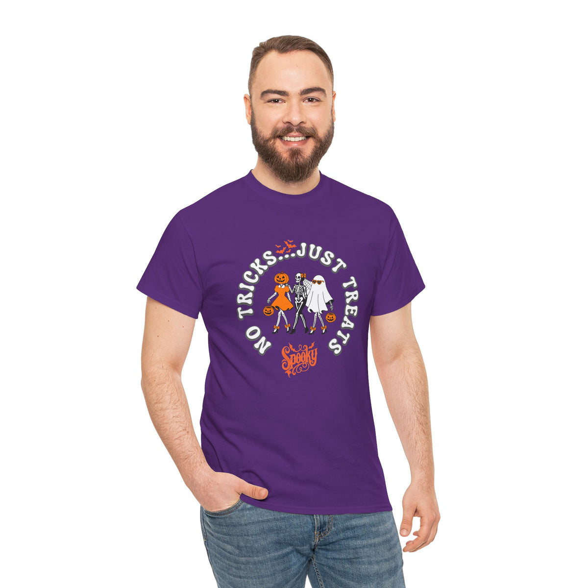 Halloween 'No Tricks, Just Treats' Tee — Costume and Candy Graphic Shirt