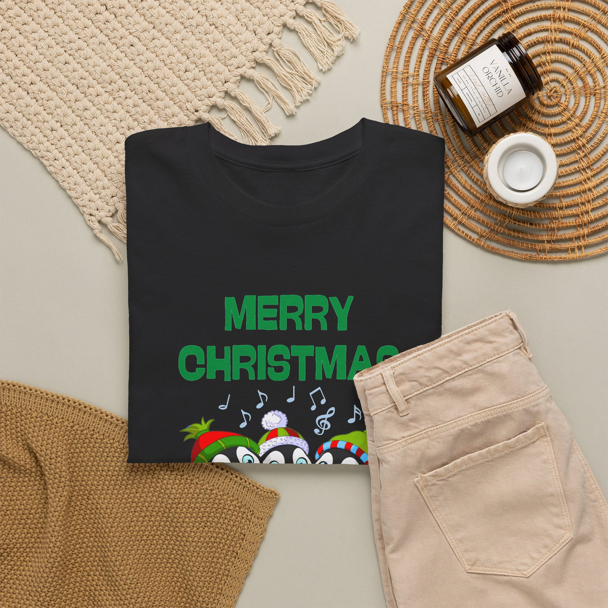 Merry Christmas Penguin Trio Holiday T-Shirt