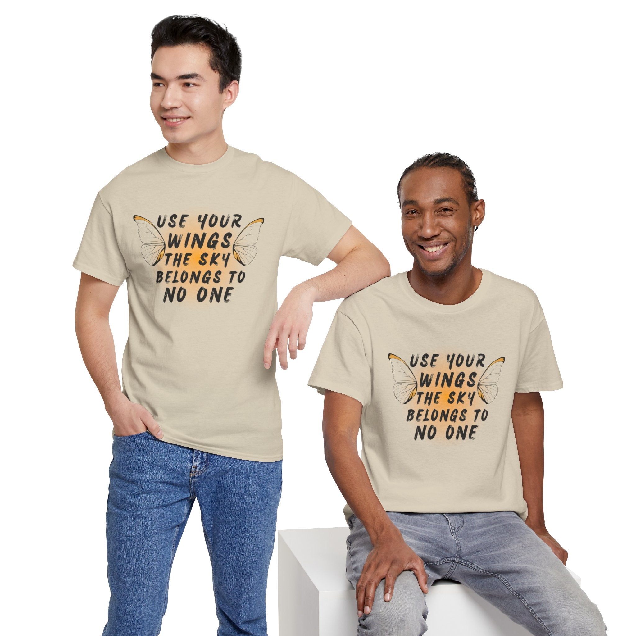 T-Shirt — "Use Your Wings, The Sky Belongs to No One" Inspirational Graphic Tee