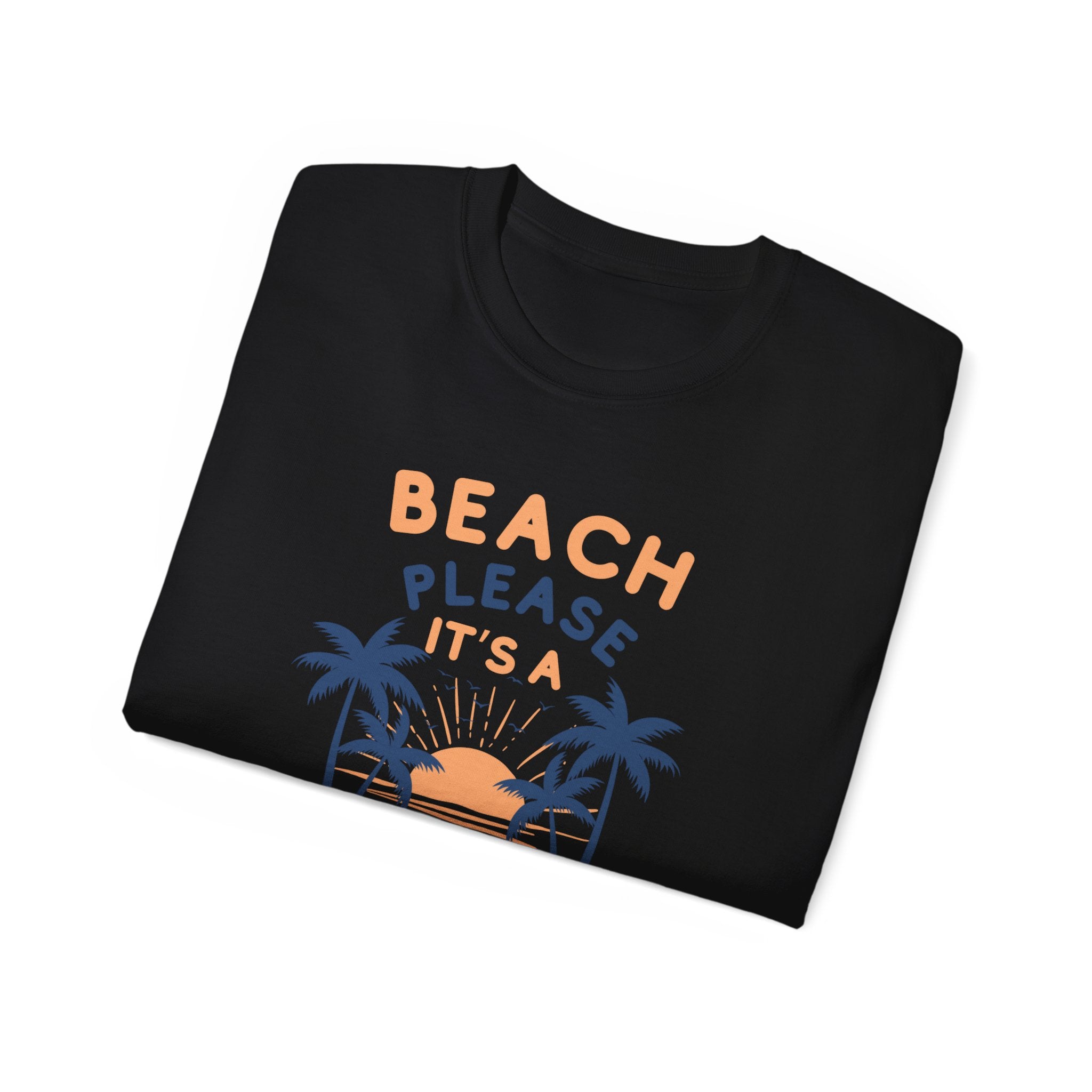 Beach Please It's a Girl's Trip Tee — Tropical Palm Sunset Vacation Shirt
