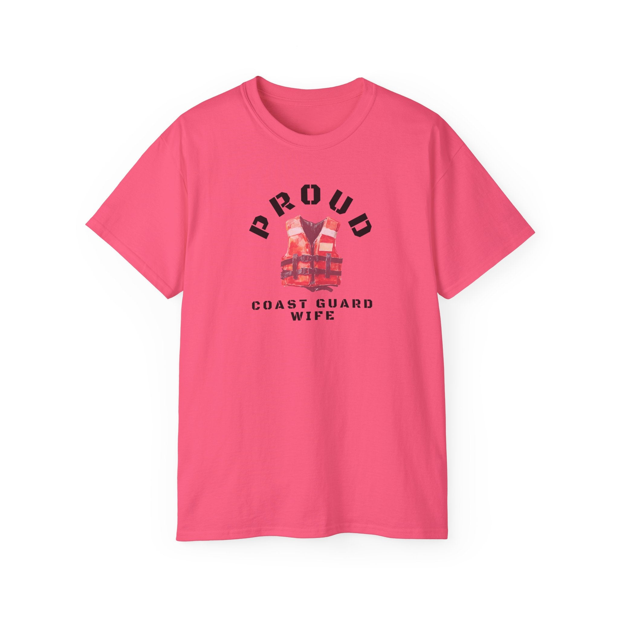 Proud Coast Guard Wife T-Shirt — Life Vest Graphic Tee for Military Spouses