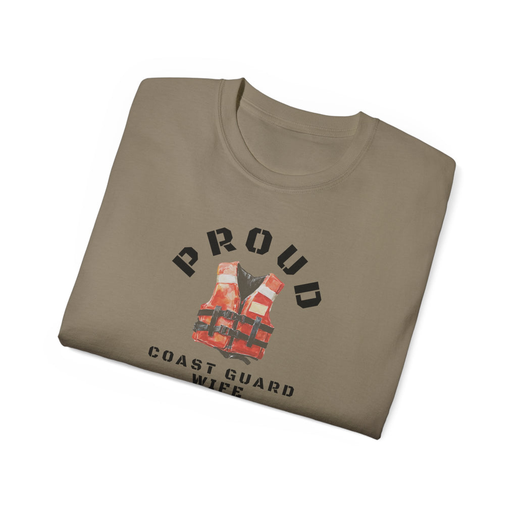 Proud Coast Guard Wife T-Shirt — Life Vest Graphic Tee for Military Spouses