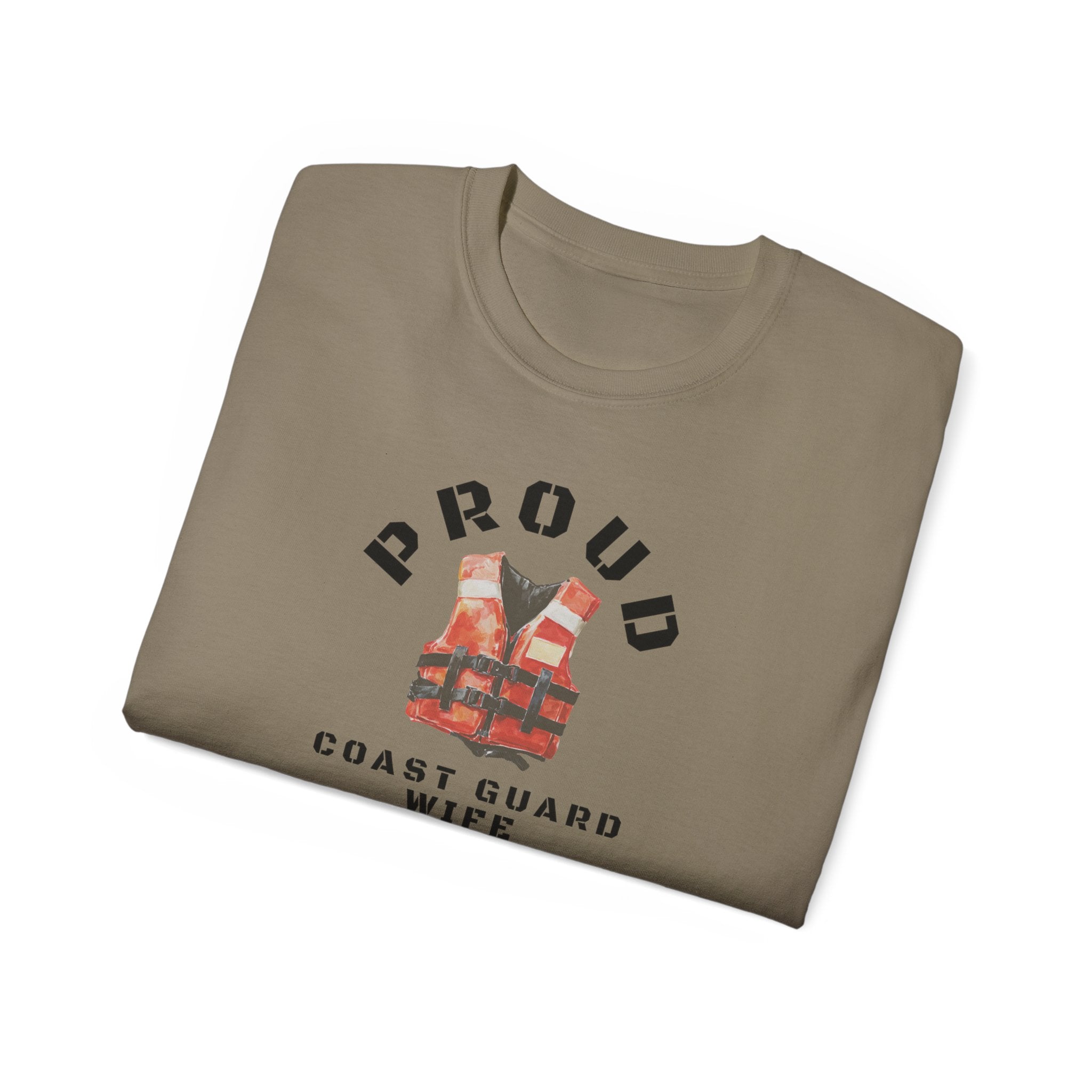 Proud Coast Guard Wife T-Shirt — Life Vest Graphic Tee for Military Spouses