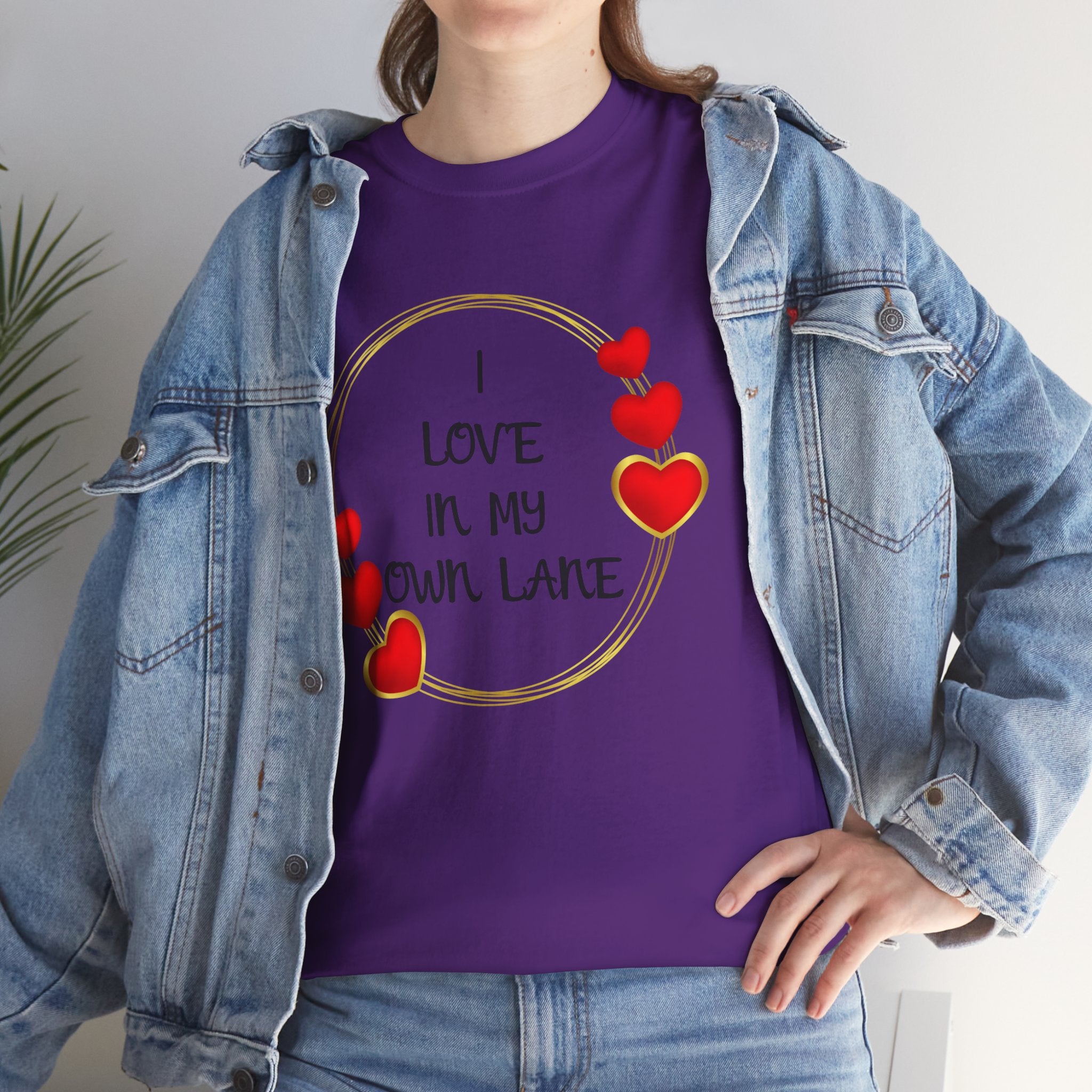 T-Shirt — "I Love In My Own Lane" Heart Graphic Self-Love Tee