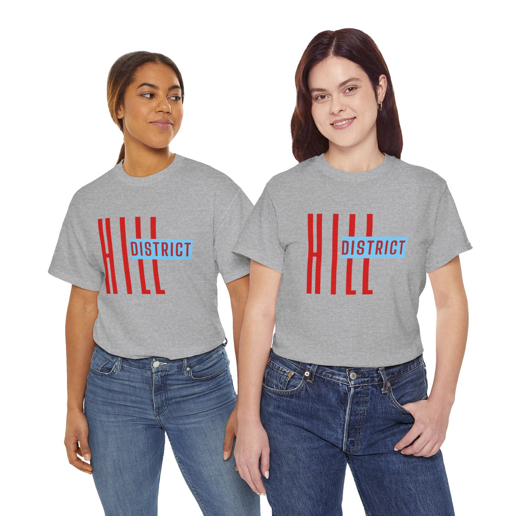 Hill District T-Shirt — Retro Red & Blue 'DISTRICT' Graphic Tee