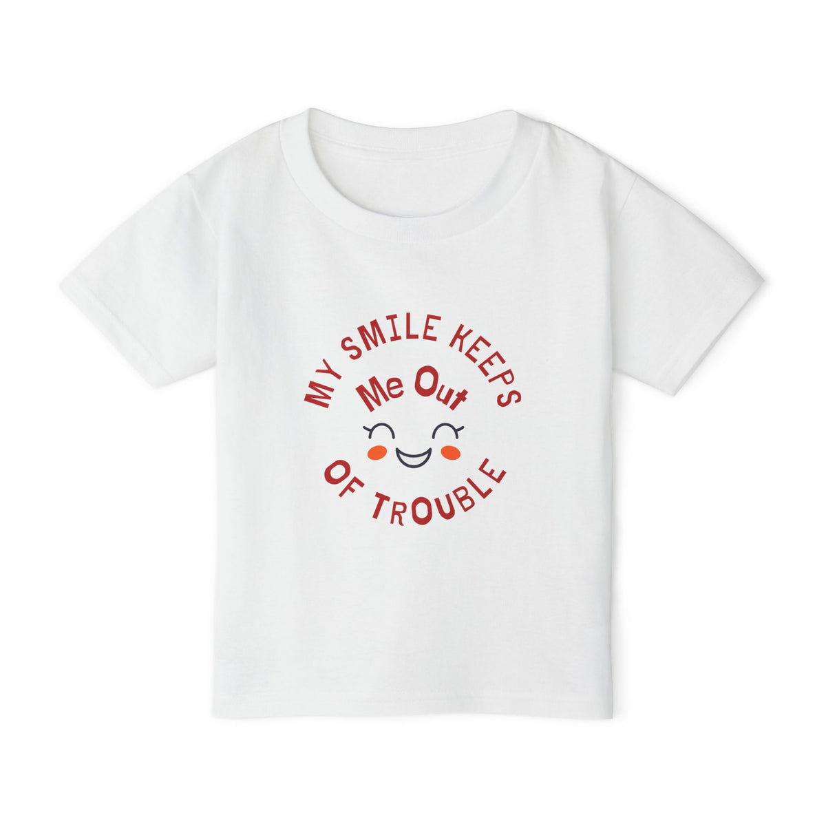 Toddler T‑Shirt — “My Smile Keeps Me Out of Trouble” Cute Smiley Kids Tee