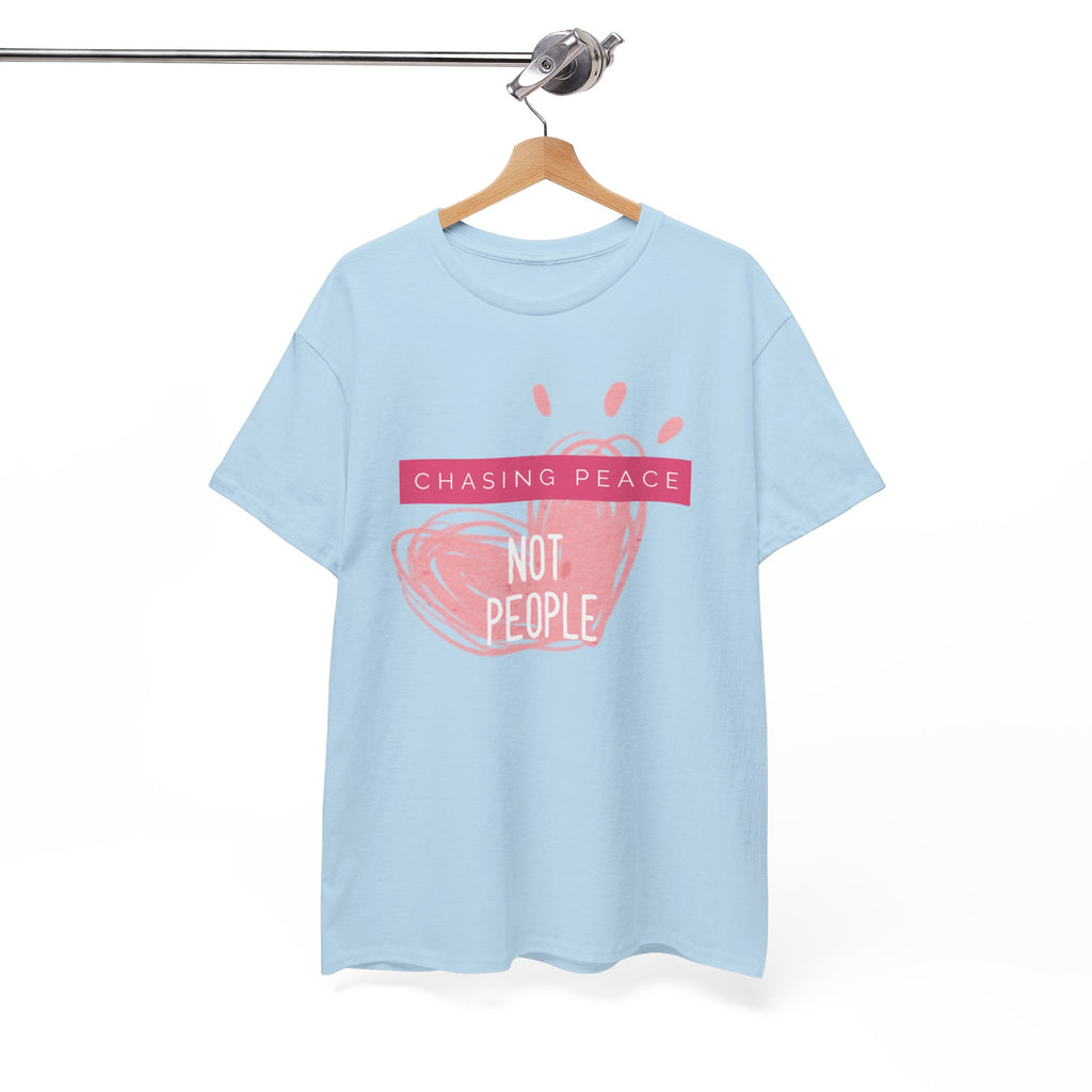 Chasing Peace Not People Tee — Pink Graphic Mental Health Awareness T‑Shirt