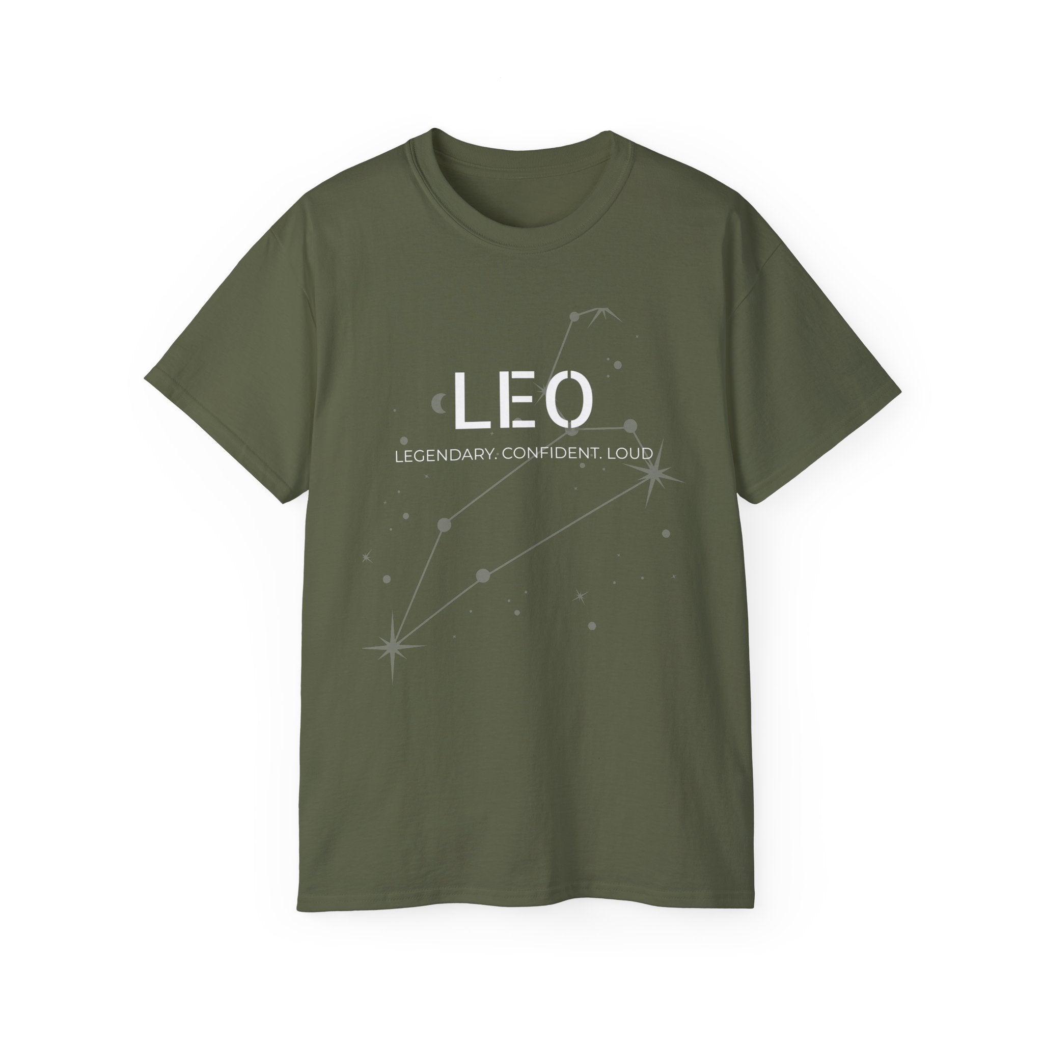 Leo Constellation T-Shirt — "LEO: Legendary. Confident. Loud." Zodiac Tee