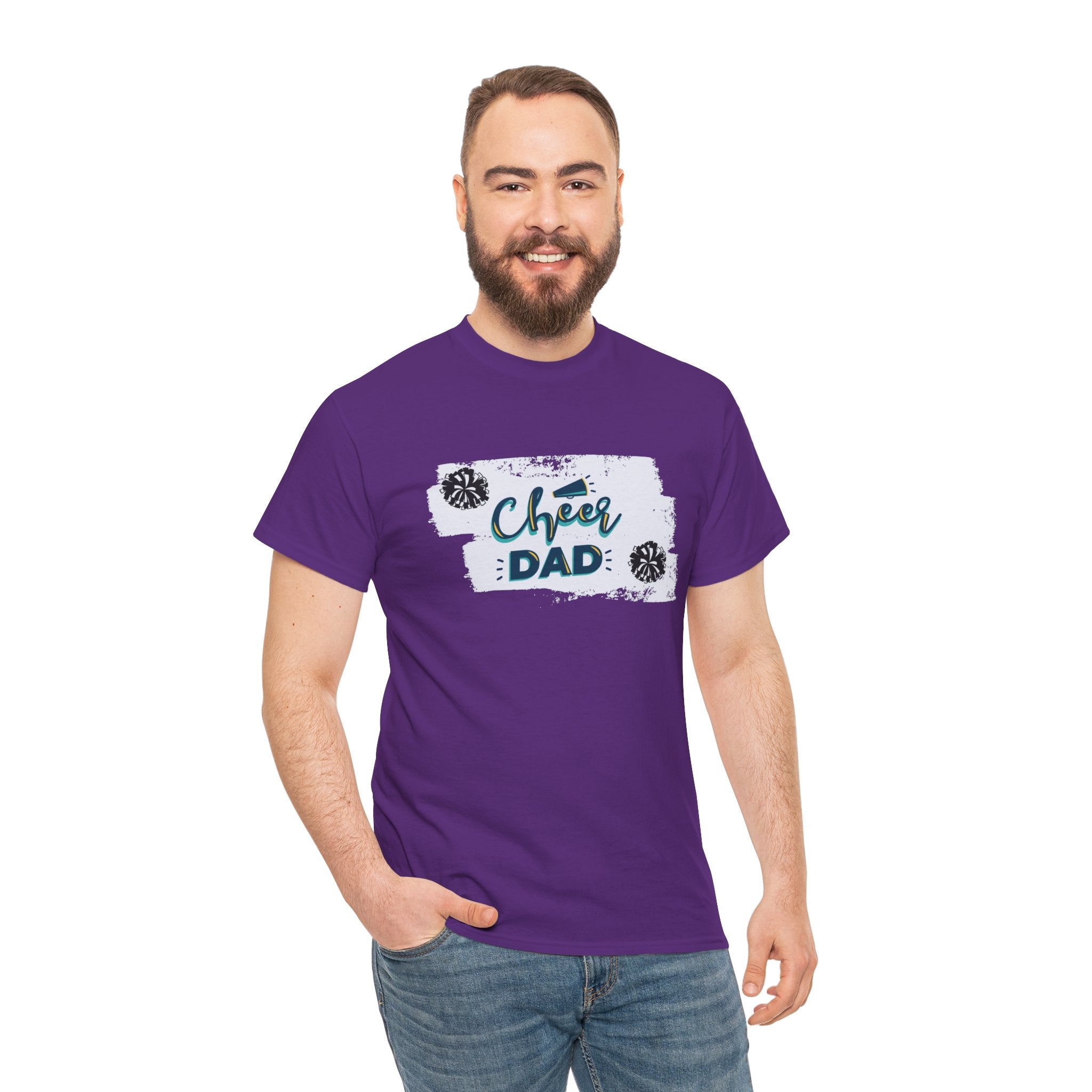 Cheer Dad T-Shirt — Cheerleading Dad Tee with Pom-Poms, Father's Day Gift