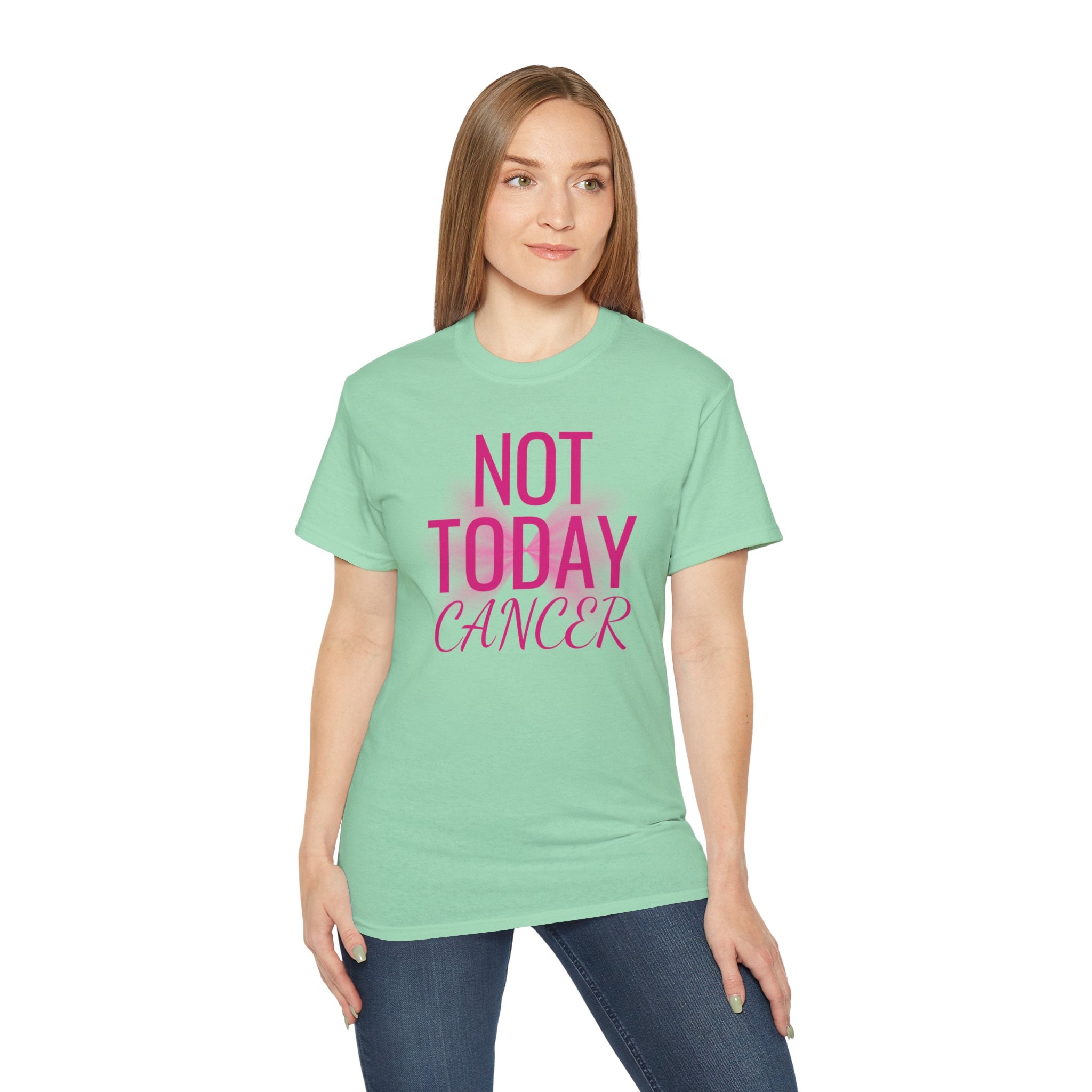 Not Today Cancer T-Shirt — Inspirational Cancer Awareness Tee with Pink Ribbon