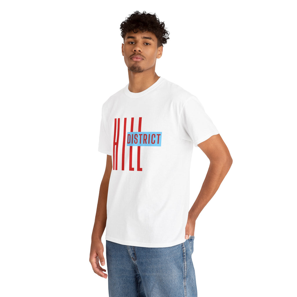 Hill District T-Shirt — Retro Red & Blue 'DISTRICT' Graphic Tee