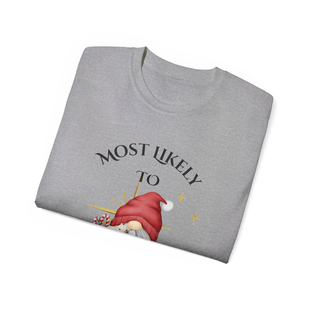 Most Likely to Spike the Eggnog, Unisex Tee, Christmas Gift, Holiday Shirt, Party Wear, Festive Apparel