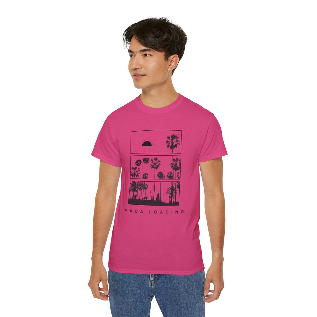 Vacation Loading T‑Shirt — Retro Palm & Sunset Graphic Tee