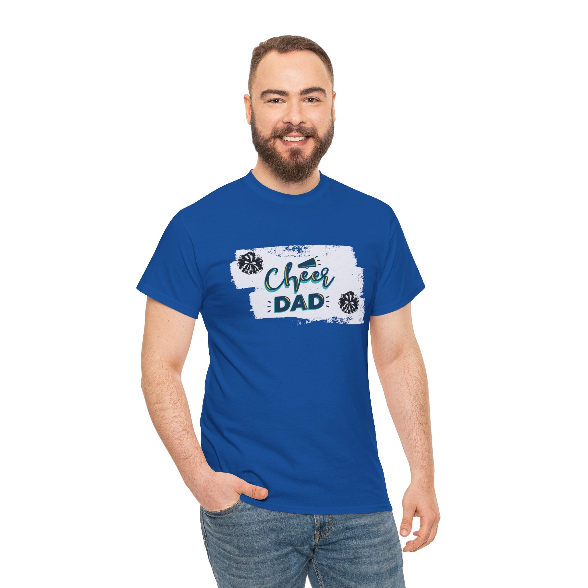 Cheer Dad T-Shirt — Cheerleading Dad Tee with Pom-Poms, Father's Day Gift