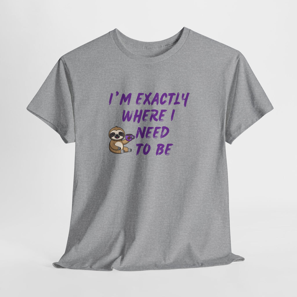 Sloth "I'm Exactly Where I Need to Be" Graphic Tee
