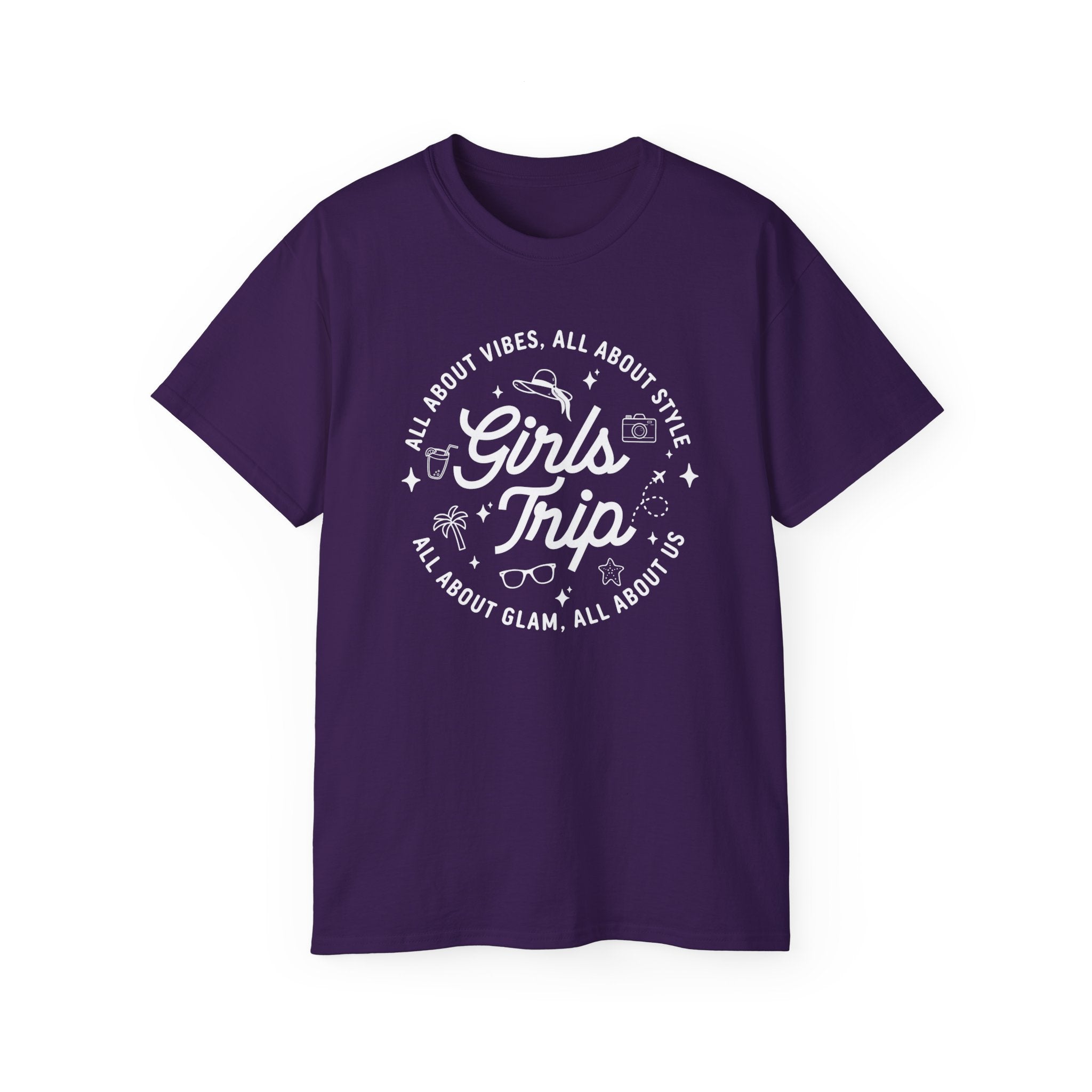 Girls Trip T-Shirt — 'All About Vibes, All About Style' Graphic Tee for Bachelorette & Vacation