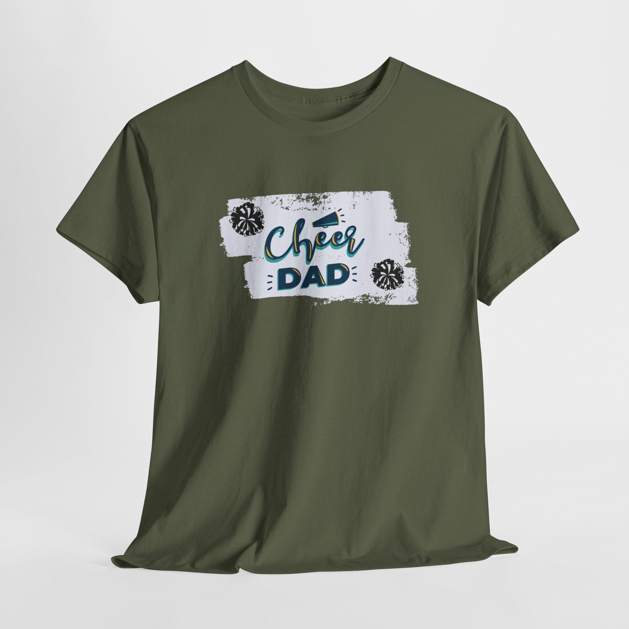 Cheer Dad T-Shirt — Cheerleading Dad Tee with Pom-Poms, Father's Day Gift