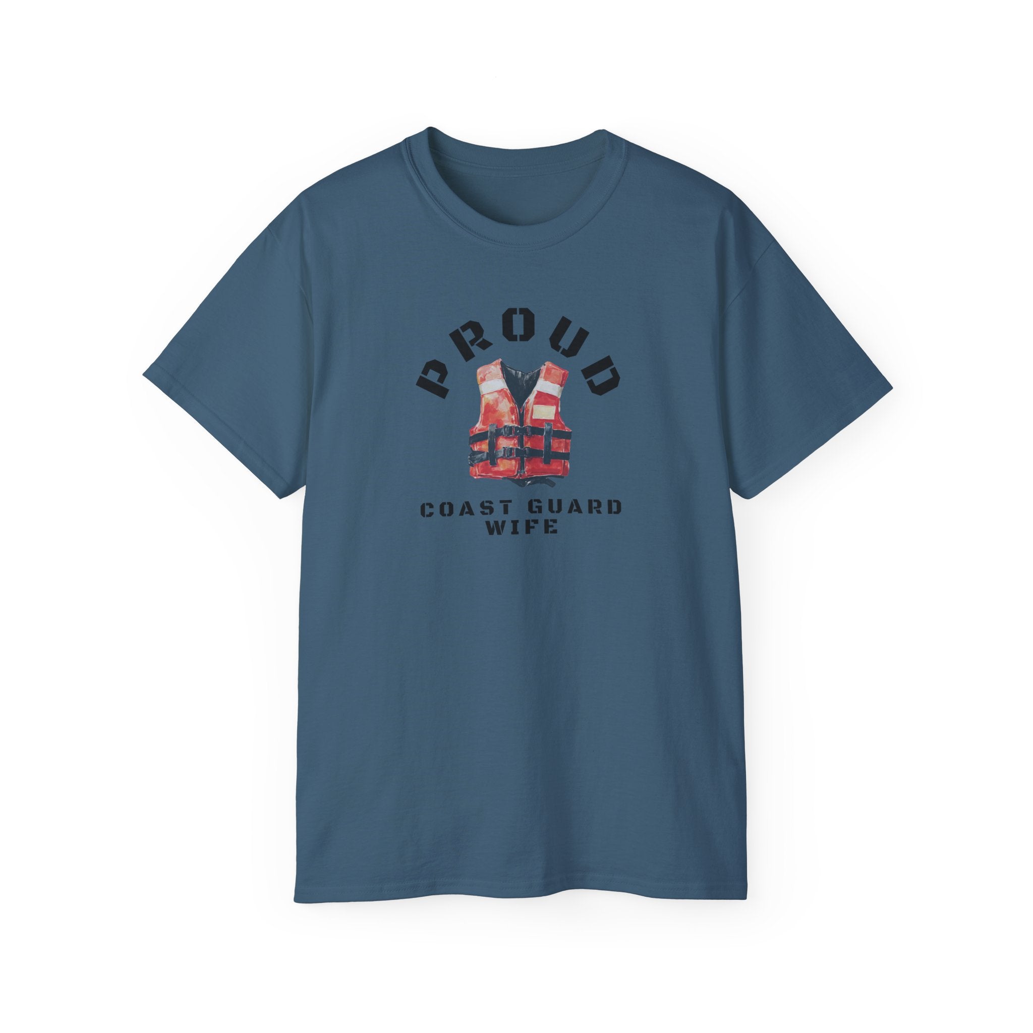 Proud Coast Guard Wife T-Shirt — Life Vest Graphic Tee for Military Spouses