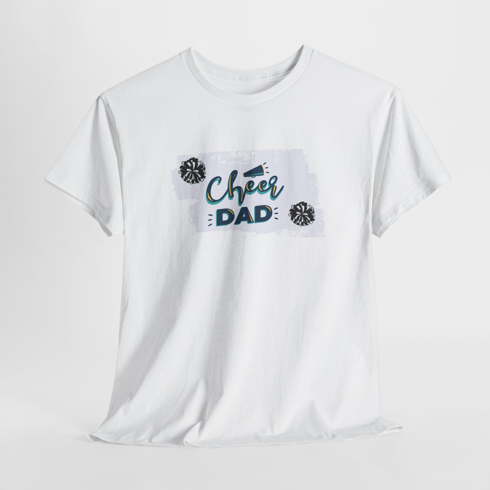 Cheer Dad T-Shirt — Cheerleading Dad Tee with Pom-Poms, Father's Day Gift