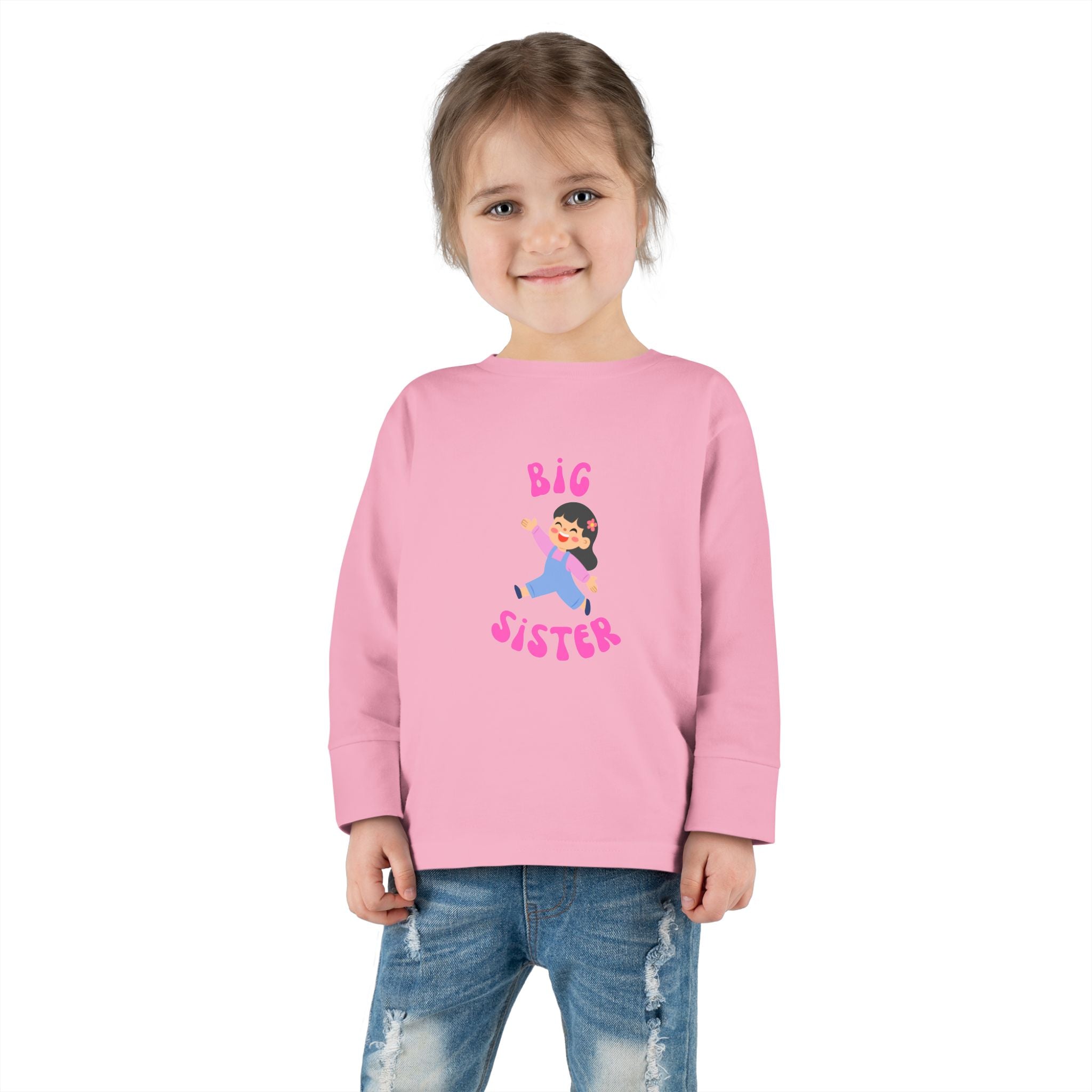 Big Sister Toddler Long Sleeve Tee — Cute Announce Shirt for New Siblings