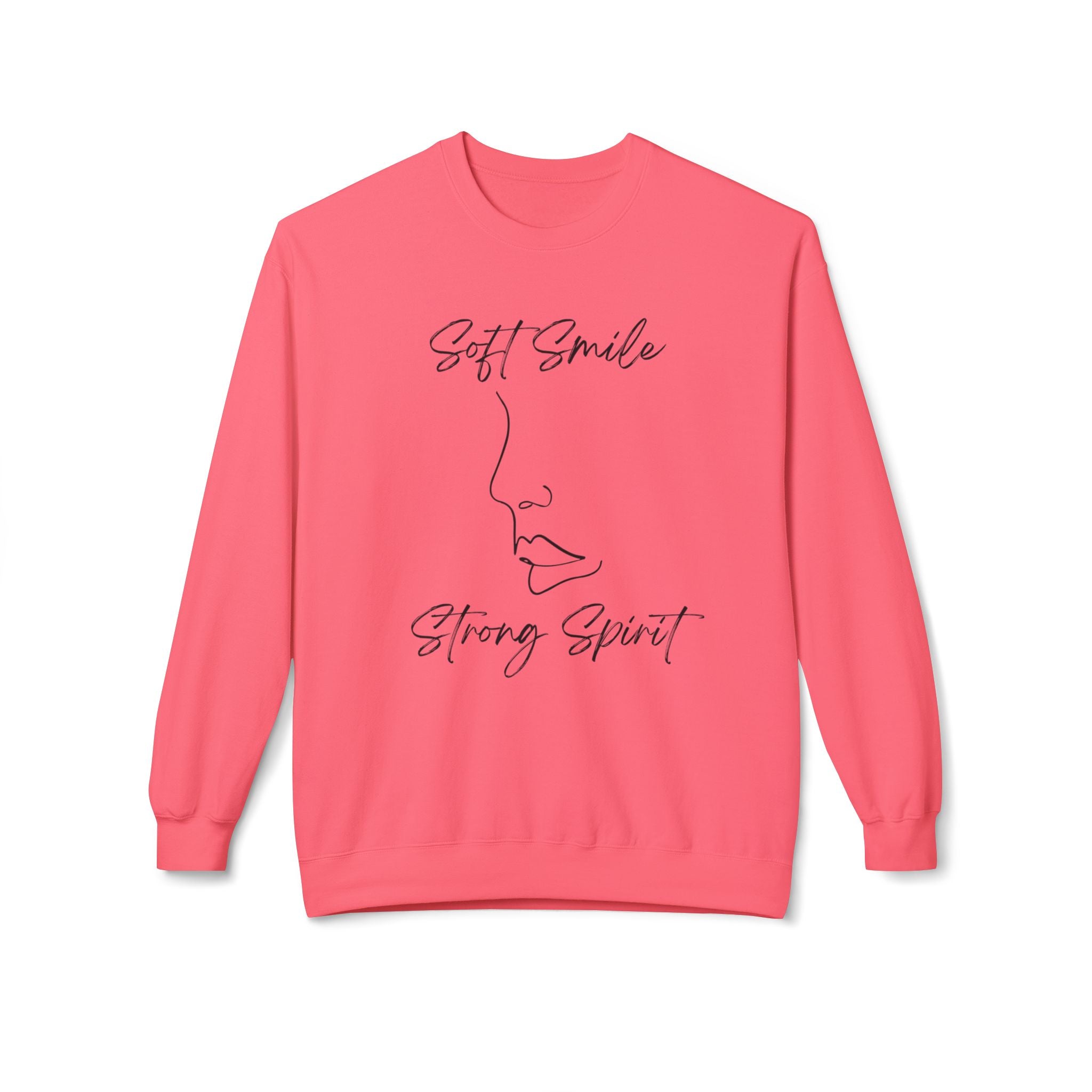 Crewneck Sweatshirt — "Soft Smile, Strong Spirit" Minimal Line Art