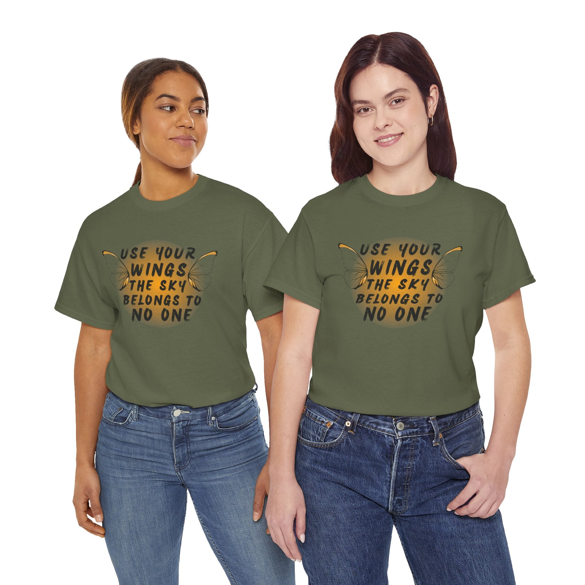 T-Shirt — "Use Your Wings, The Sky Belongs to No One" Inspirational Graphic Tee