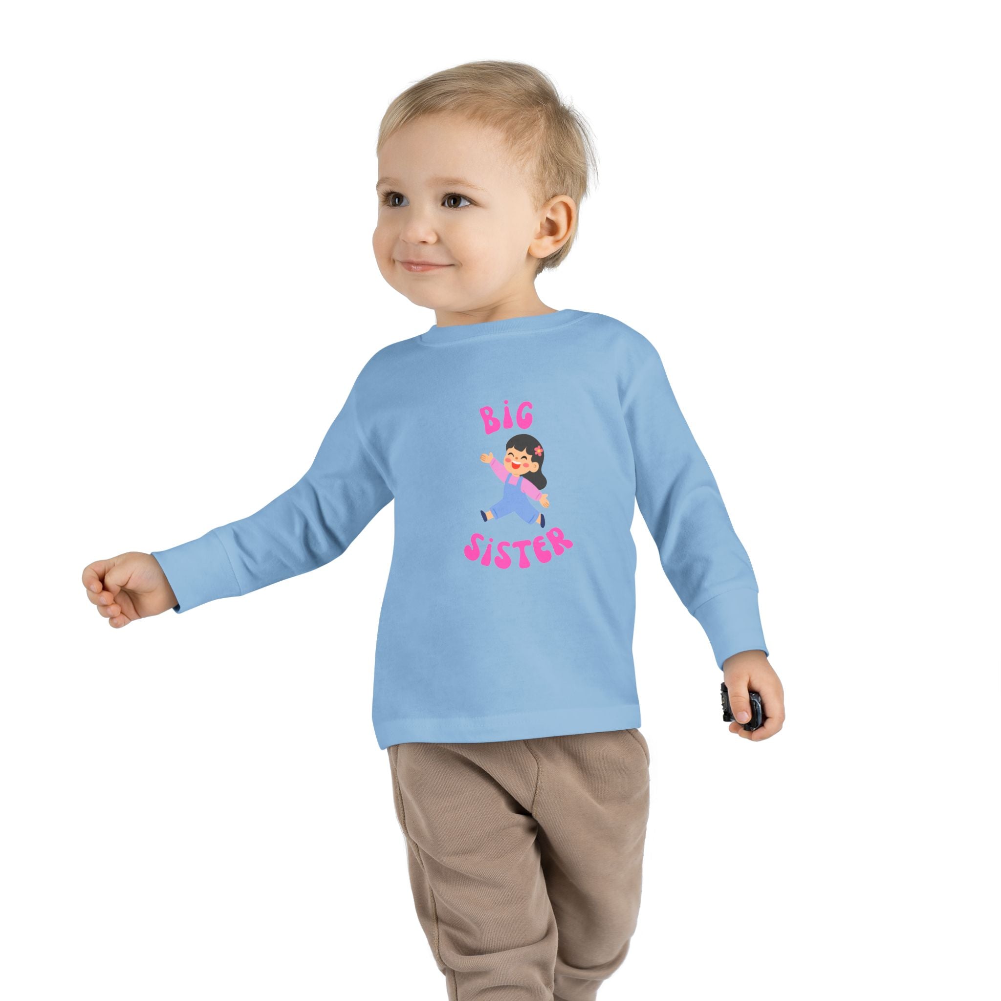 Big Sister Toddler Long Sleeve Tee — Cute Announce Shirt for New Siblings
